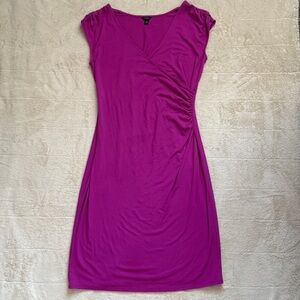 Ann Taylor Womens Magenta Sleeveless Faux Wrap Sheath Dress Size M